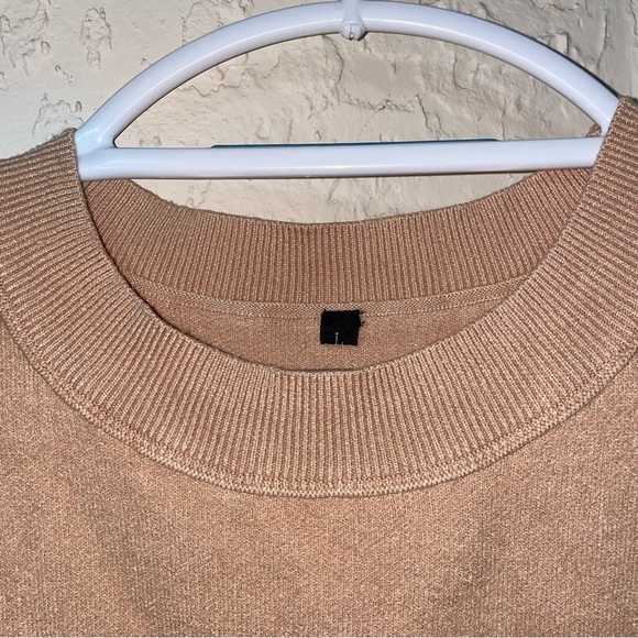 Elegant Tan and White Striped Women's Sweater - Picture 2 of 6